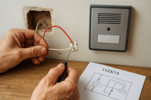 Guide d’installation : Schéma de branchement 2 fils pour l’interphone Urmet 1133/15