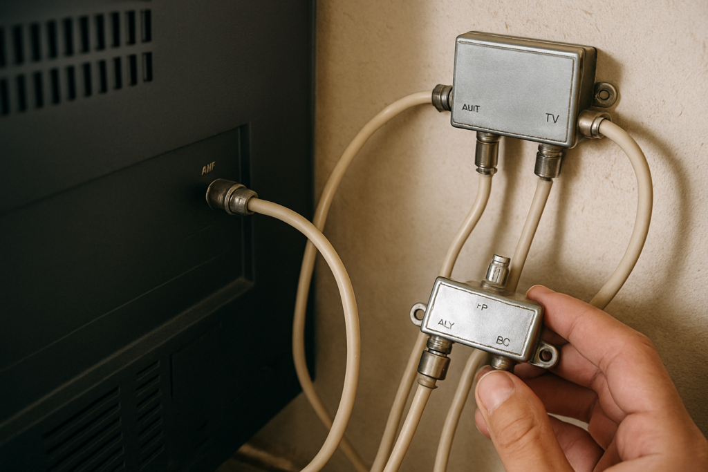 Schéma de branchement ampli antenne TV : guide pas à pas pour pré-amplificateur et répartiteur