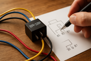 Relais 12V 220V : Guide de câblage et schéma des bornes 85, 86, 30, 87